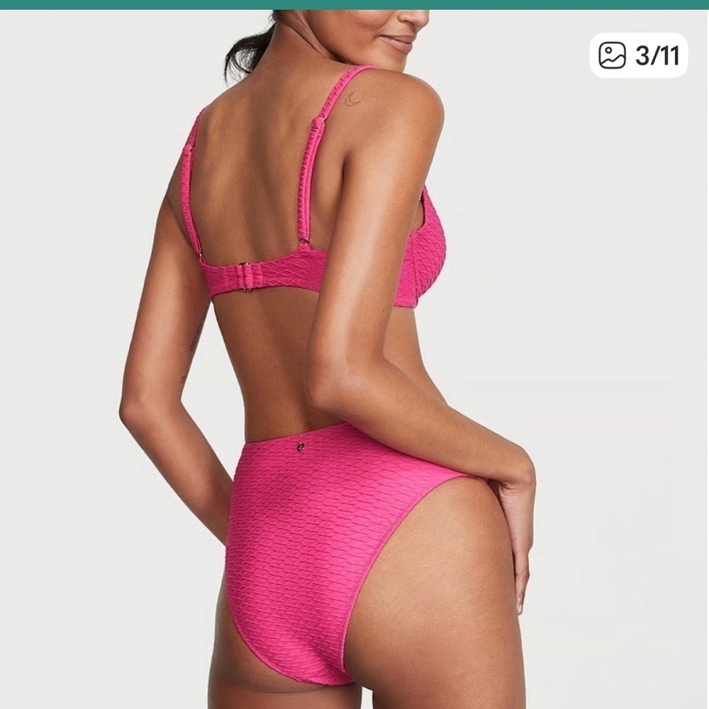 VS Swim Mix & Match Icon Push-Up Bikini Top Forever Pink & Brazilian Bottom - Picture 11 of 11